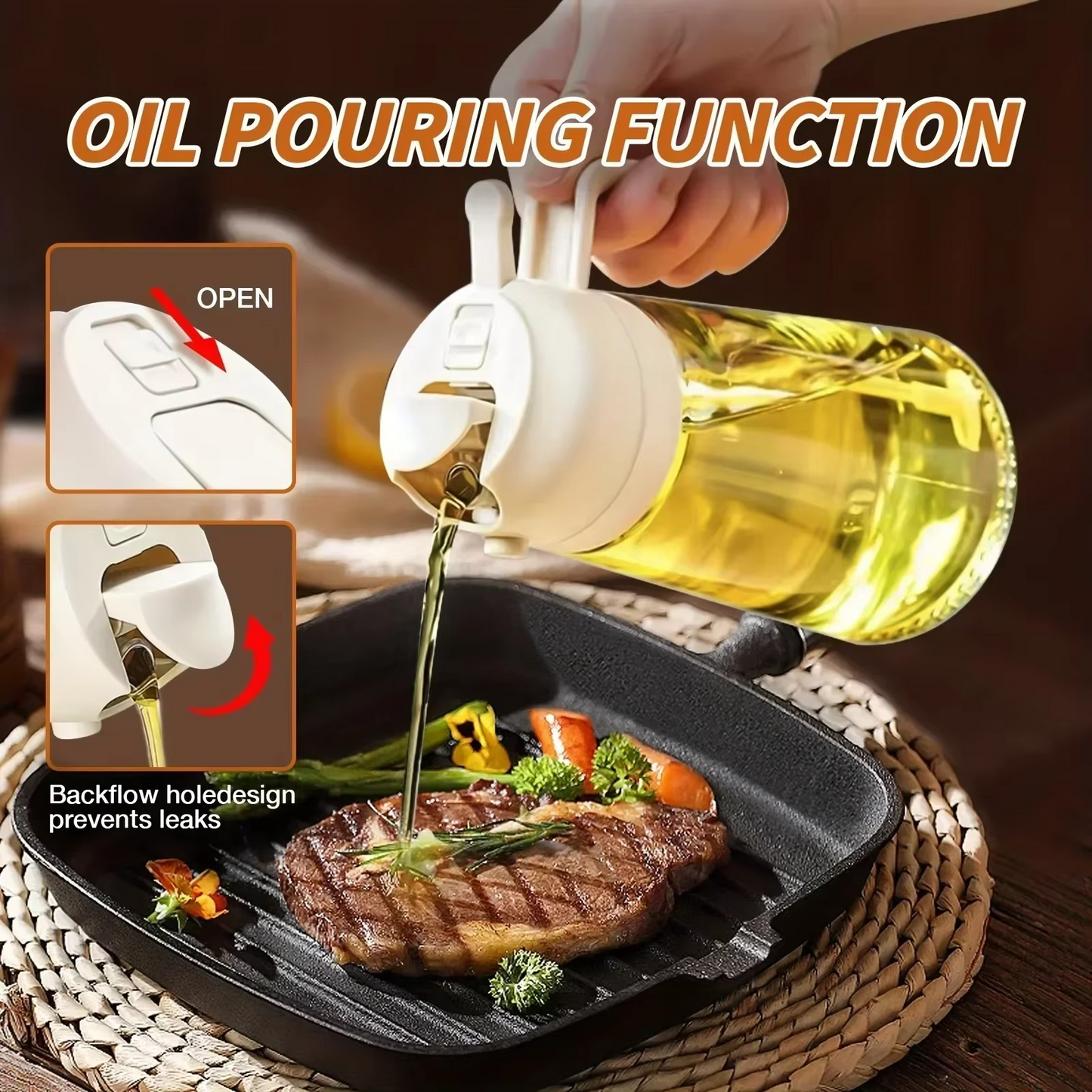 2 in 1 Oil Spray Bottle – Imported Quality