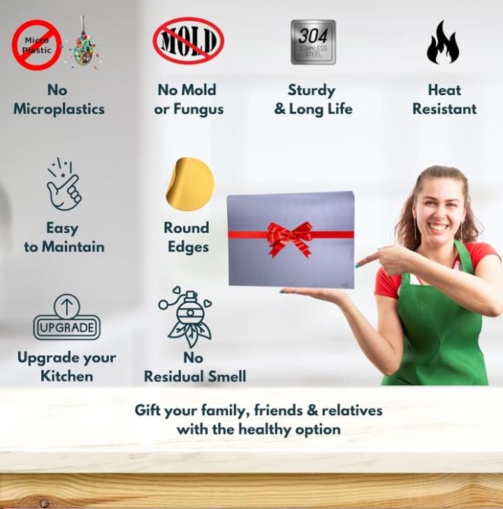 Pure Non-Magnet Stainless Steel Cutting Board ( Same Day Delivery )